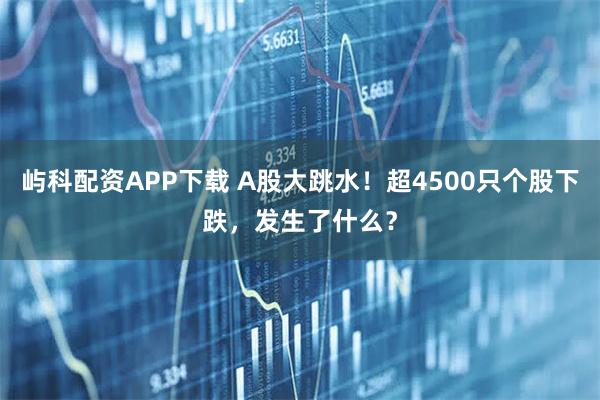 屿科配资APP下载 A股大跳水!超4500只个股下跌,发生了什么?